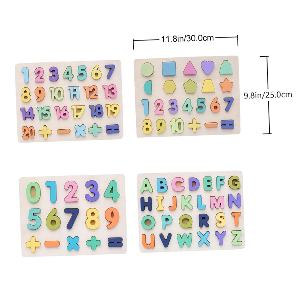 Puzzle Educativo in Legno per Ragazzo Ragazza, Set 4 Pezzi | Colori Vivaci e Superficie Liscia, Alfabeti e Numeri per Apprendimento Precoce, Back To School Party