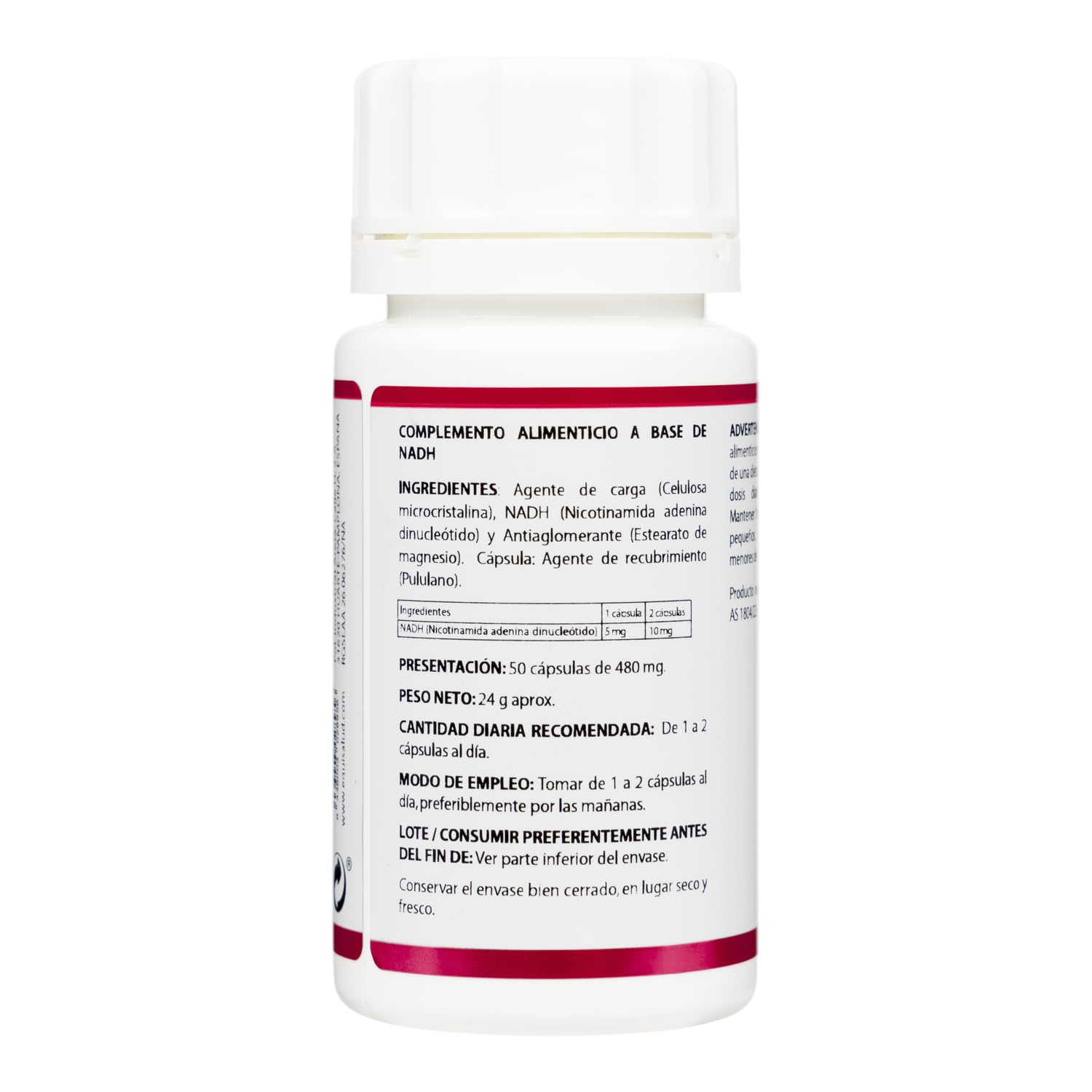 Equisalud - Holomega NADH - Suplemento Energizante y Antioxidante para Energía Celular ATP, Memoria y Concentración - 50 Cápsulas