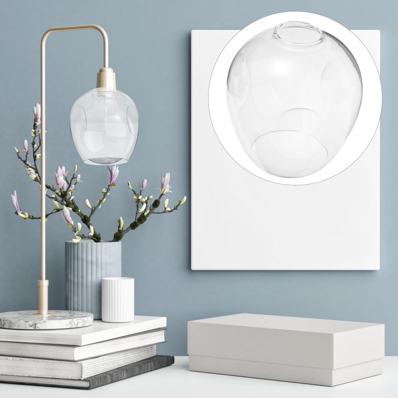 Mikikit Hanging Lamp Shade 6.10X5.90X5.90In Glass Pendant Lamp Shade Decorative Replacement Ceiling Cover Light for Indoor Lighting
