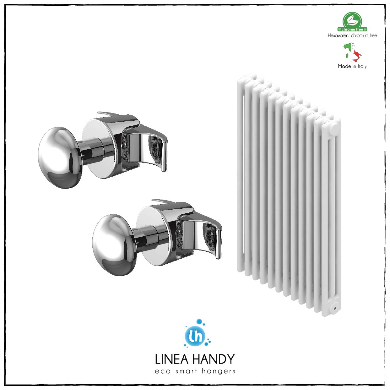Paire Handy Vip Tubulaire - Patères Pour Radiateur Tubulaire Multicolonne, Se Fixe Directement