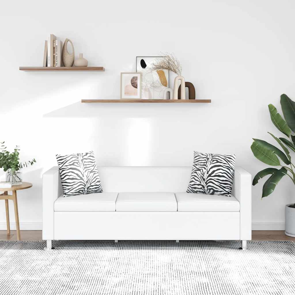 vidaXL Sofá Blanco de Cuero Artificial, 3 plazas Bricolaje Muebles casa Asiento
