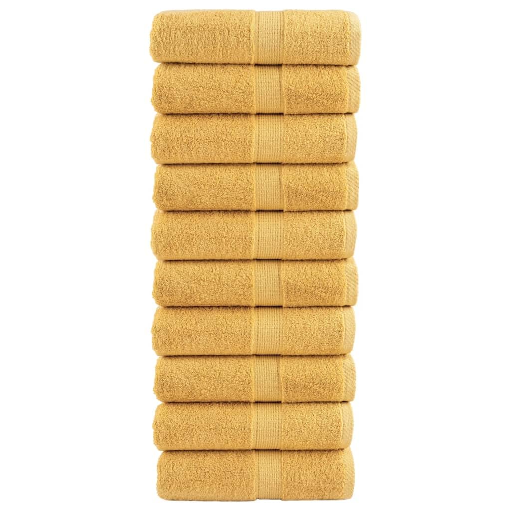 Solund ręczniki dla gości, 10 sztuk, złote 30 x 50 cm, 600 g/m², 100% bawełna, Oeko-Tex Standard 100, chłonne ręczniki do łazienki, sauny, fitnessu, hotelu i gospodarstwa domowego