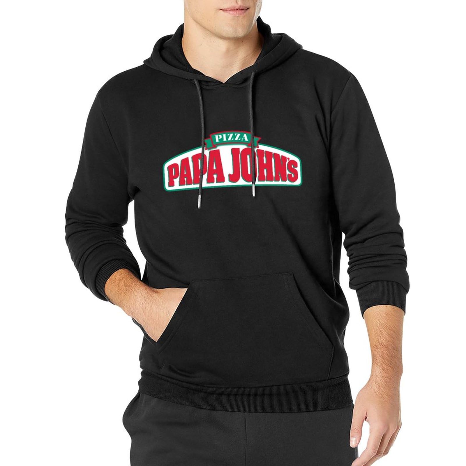 NUOKANG Papa Johns Pizza Cool Fast Food Restaurant Brand Logo Pullover Hoody Black M