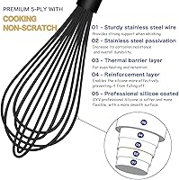 Vista 3 de Batidor de silicona apto para lavavajillas, diseño sellado impermeable, juego de 3, batidores de cocina profesionales para cocinar antiarañazos