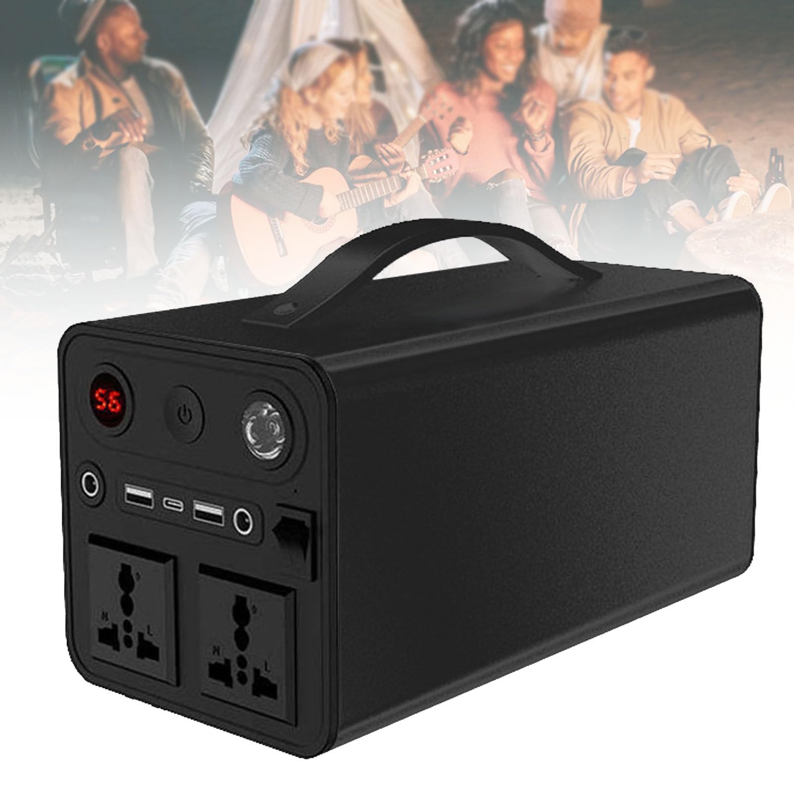 Stazione di alimentazione portatile da 300 W, Power Bank con presa CA, porta PD/USB-C da 25 W, alimentatore per batteria per caricabatterie per laptop, generatore solare per interruzione ,Black
