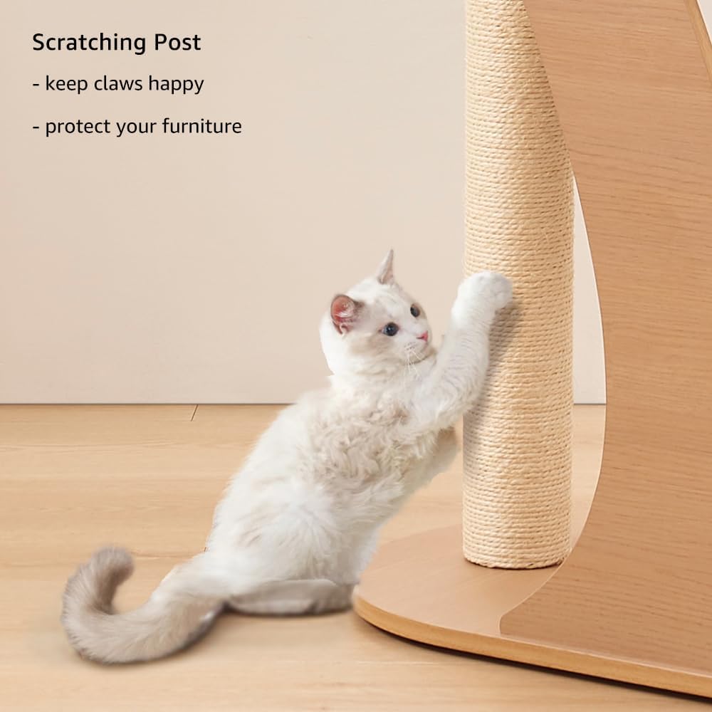 beeNbkks Cat Tree for Large Pets, Modern Tall Cat Tower with Condo Scratching Post Perch Bed, Indoor Wood Pet Furniture for Multiple Kittens