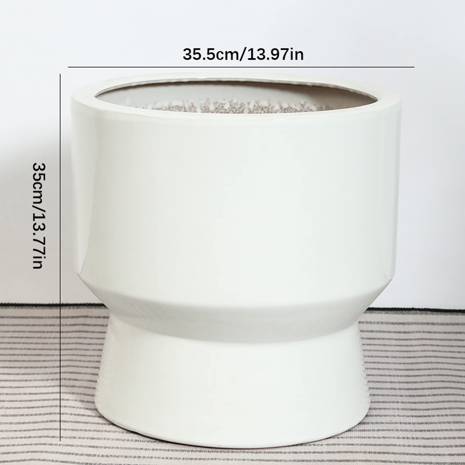 Vasi da Giardino Vaso da Fiori in Ceramica, vasi da Giardinaggio Moderni con Foro di drenaggio per la Decorazione del davanzale della Finestra dell'ufficio Desktop di casa (Bianco)