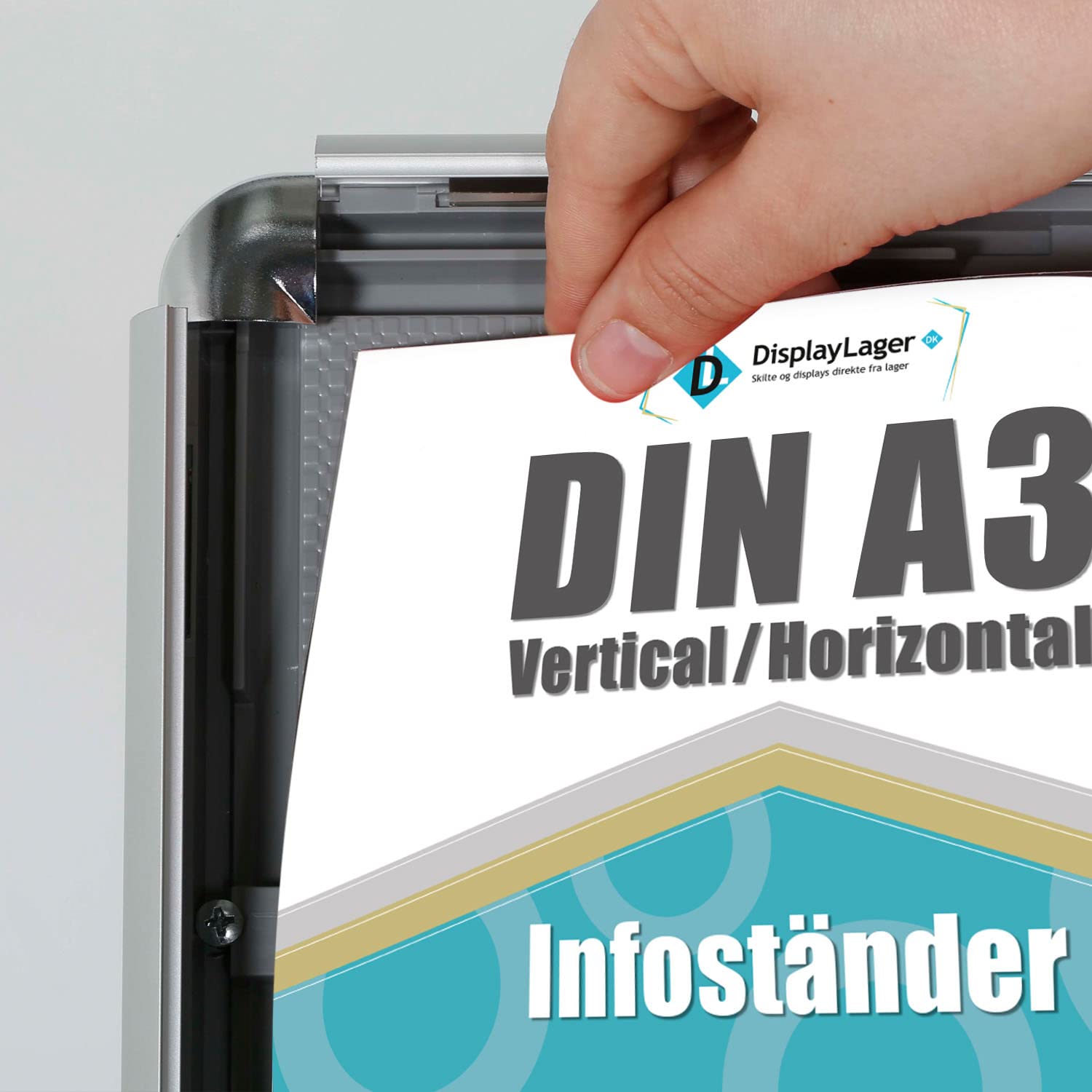 DisplayLager - EXPO Infoständer für Plakaten. Hochwertig design mit super funktionalität. Informationsständer in Rostfreie Alu Fußplatte. Infohalter für Quer/Hochformat Einsatz (A3)