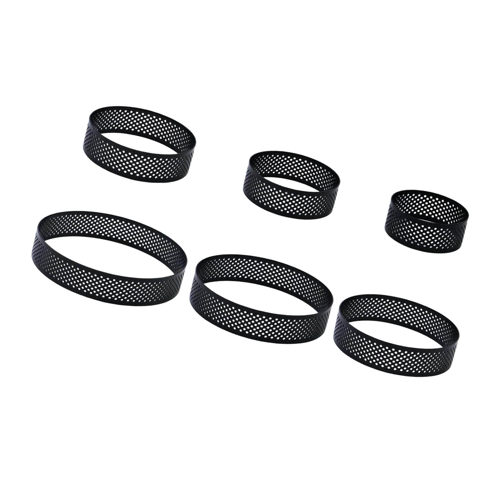 Bbajszx Of 6 Nonrust Steel Perforated Tart Rings Baking Equipment for Baking French Mousses Cheesecakes and Pastries Making Cake Making Equipment