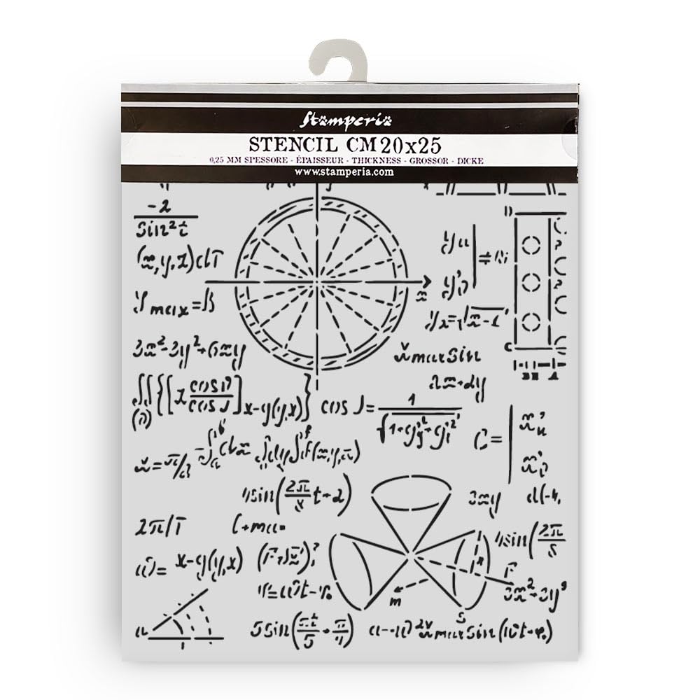 Stamperia - Thick Stencil for Scrapbooks, Albums, Cards, Bullet Journals, and More, Flexible Material, Easy to Clean, Perfect for Crafts and Gifting (A New Beginning, Formulas)