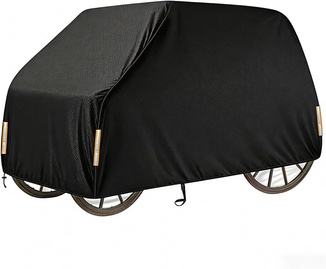 Heavy Duty Waterproof Horse Cart Cover - UV Resistant, Windproof & Dustproof Outdoor Storage Cover for Standard Horse Carriages with Elastic Hem & Drawstring