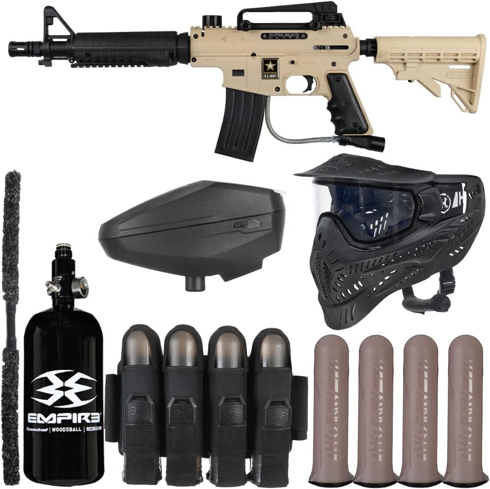 Action Village Tippmann US Army Alpha Black Elite Tactical Rivalry Paintball Gun Package Kit - Tan