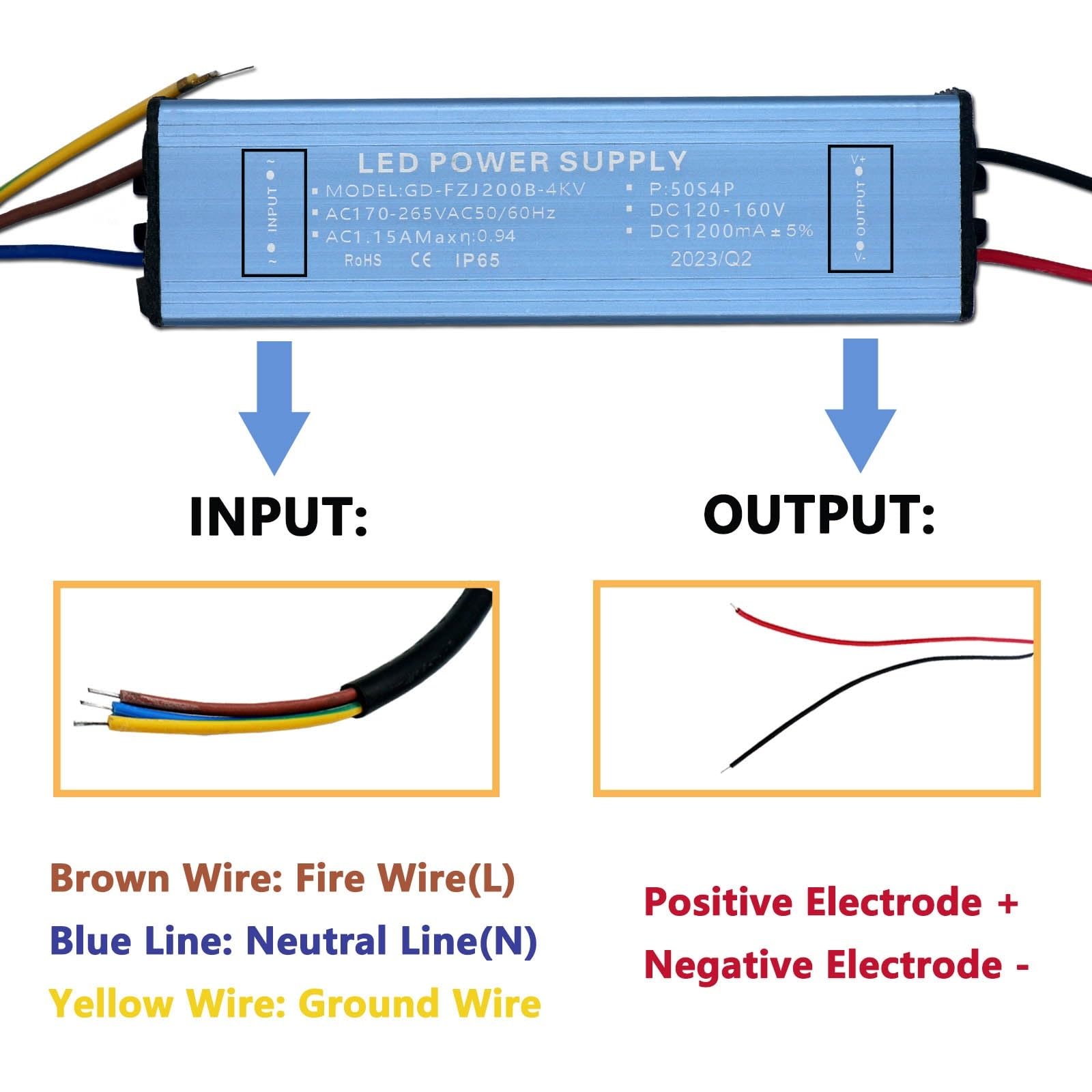 Driver LED 200W DC120-160V 1200mA Alimentatore Trasformatore di illuminazione a controllo di corrente costante for luce di inondazione a LED