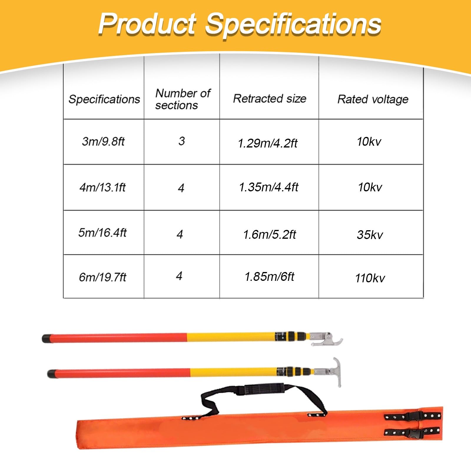 Gancio di salvataggio isolato retrattile portatile Hot Stick strumento di sicurezza per elettricisti Linemen manutenzione di alimentazione