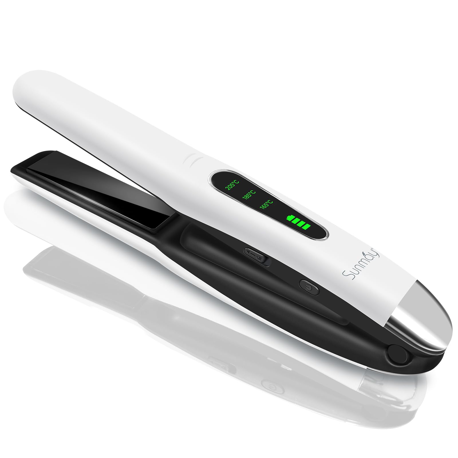 SUNMAY Voga 2-in-1 Wireless Hair Straightener, Titanium Hair Straightener, Mini USB Rechargeable Travel Straightener, 5000 mAh, Fast Heating, 3 Temperature Levels – Upgraded Version white