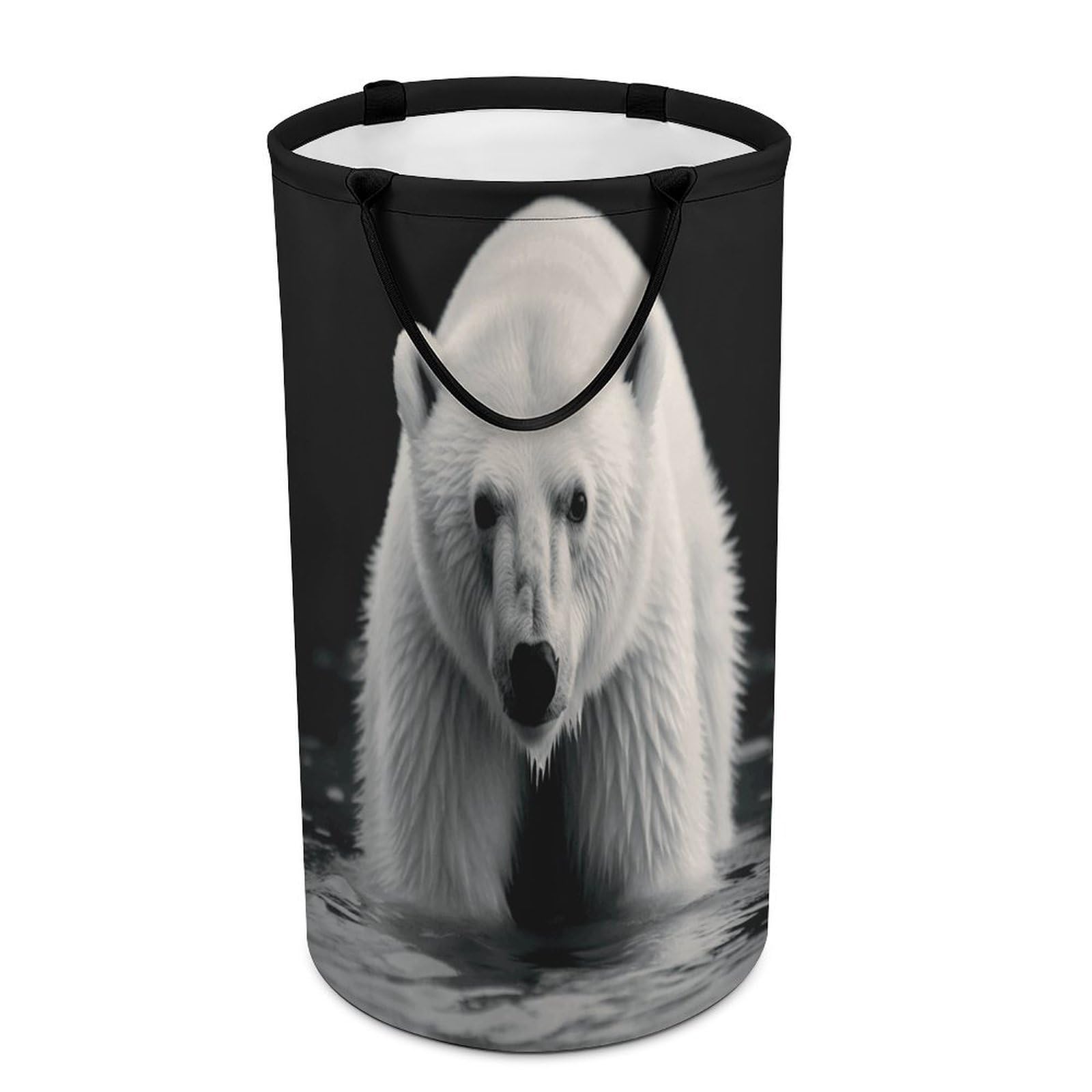 Polar Bear Laundry Hamper Waterproof Polyester Laundry Baskets Collapsible Dirty Clothes Storage Basket Clothes Hampers with Sturdy Handles for Travel Bedroom