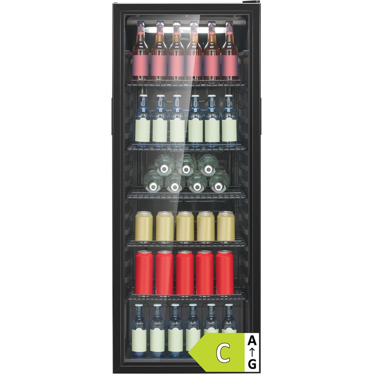 BOMANN Getränkekühlschrank KSG 7292 – Glastür, 235 Liter, LED, Schwarz
