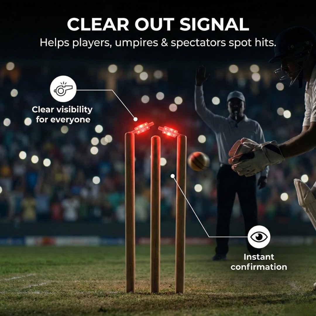 KD Willmax Bastoncini da cricket a LED, lampeggianti rossi attivati dagli urti, resistenti all'acqua, set da 2, batterie non incluse.