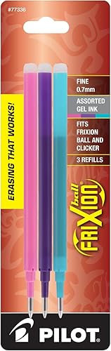 Pilot FriXion recarga de bolígrafo de tinta de gel, paquete de 2, Rosado/ púrpura/ turquesa