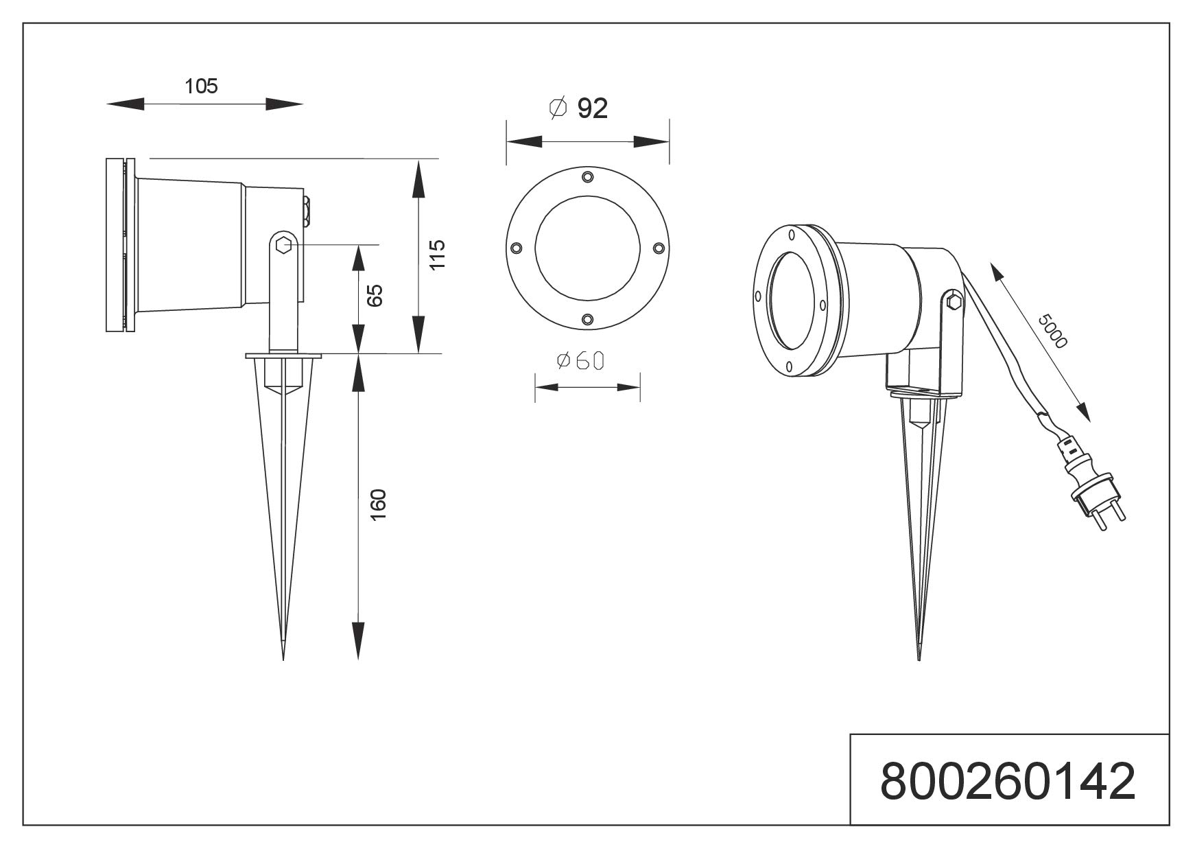 Trio Leuchten Reflektor zewnętrzny Ubangi 800260142, odlew ciśnieniowy z aluminium, bez 1 x GU10, antracyt