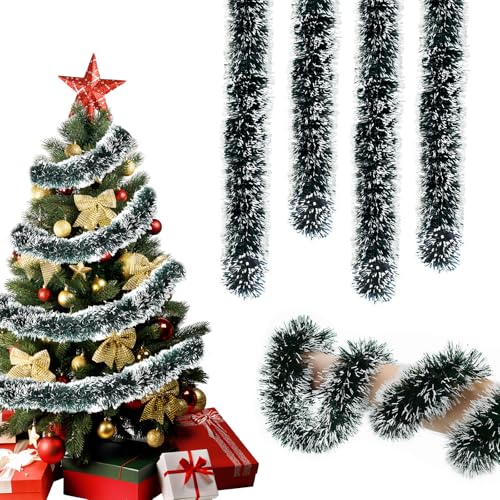 Girlande Weihnachten 10M Weihnachtsgirlande Tannengirlande Grün Weiß...