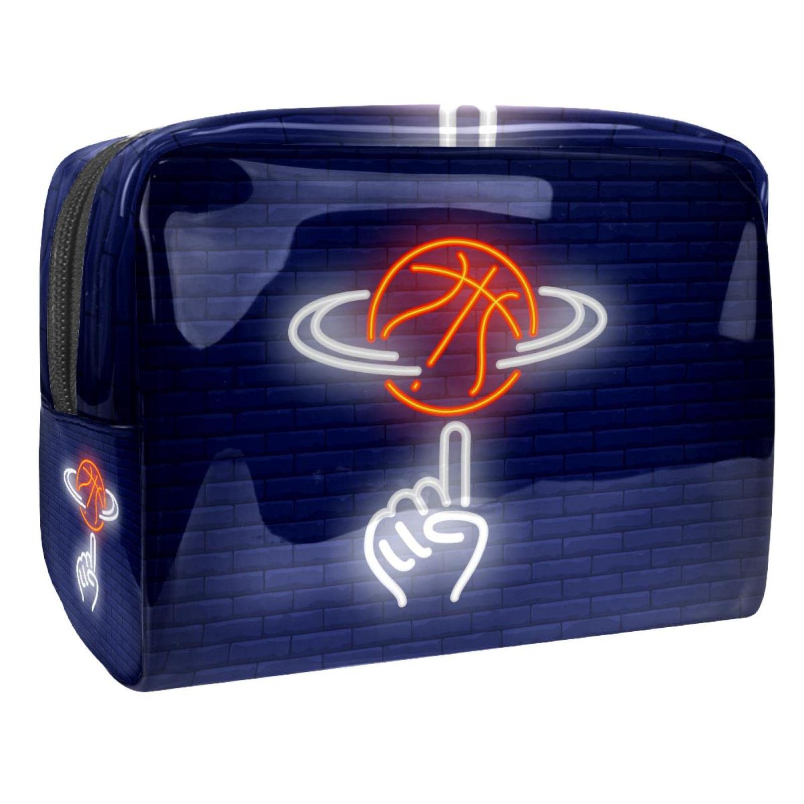 Z&Q Bolsas De Aseo Baloncesto Hombres Y Mujeres Bolsa De Almacenamiento De Viaje Impermeable De PVC Impresa Personalizada 18.5x7.5x13cm
