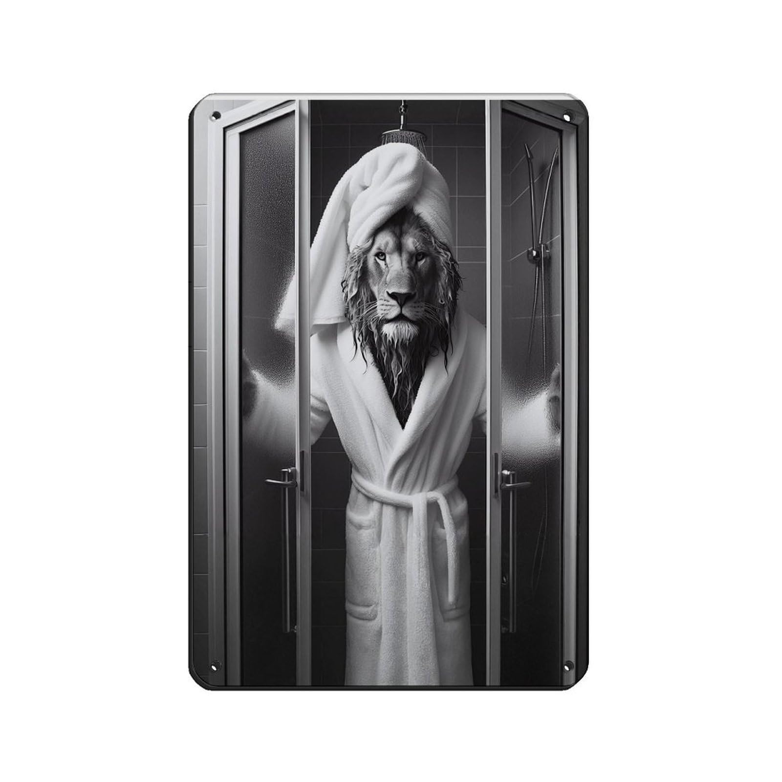 Lion, Bathroom Art Poster Retro Poster Metal Tin Sign Chic Art Retro Iron Painting Bar People Cave Cafe Family Garage Poster Wall Decoration 8x12inch(20x30cm)