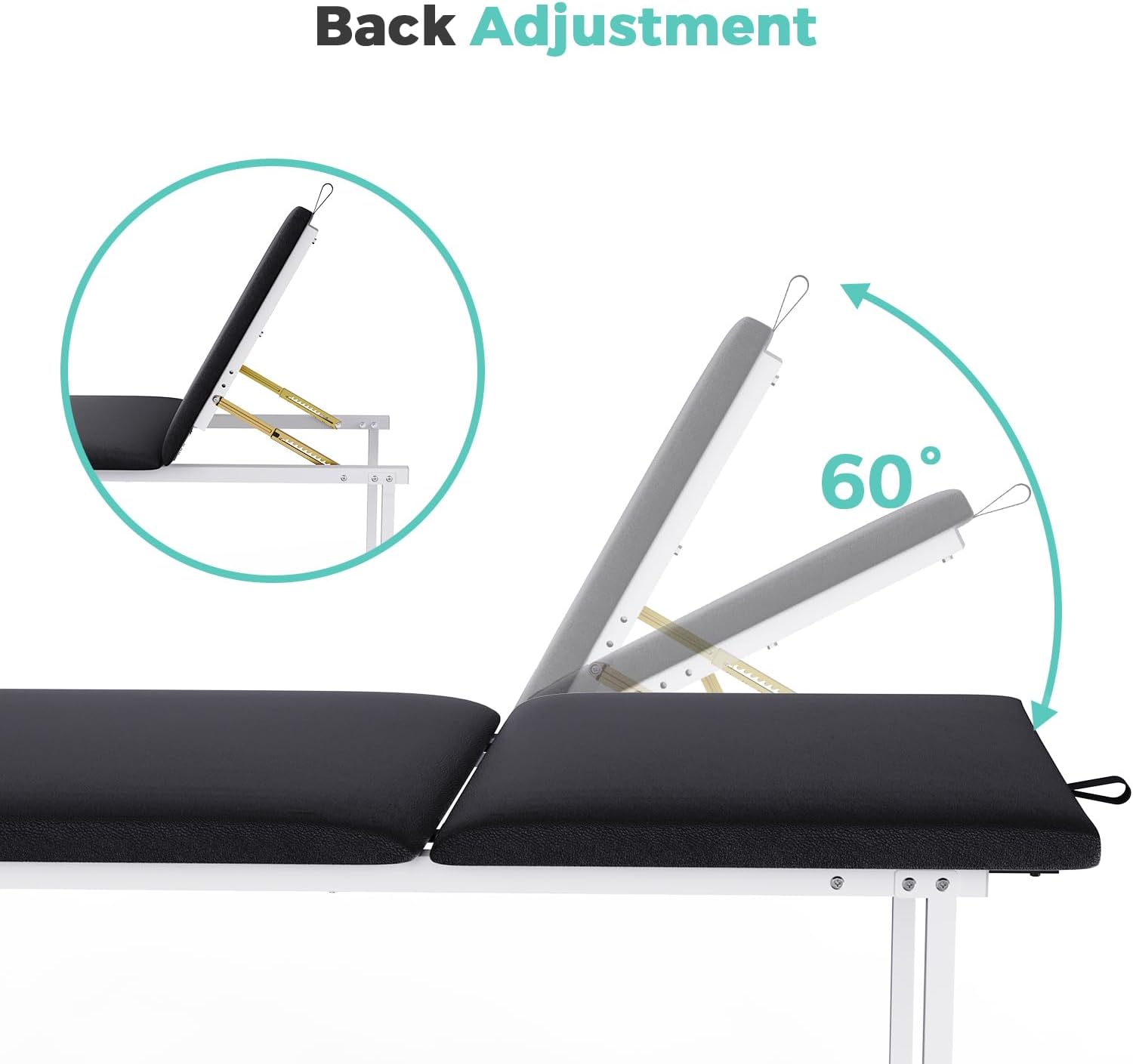 27.6" Width Adjustable backrest Medical Exam Table & Bed with Paper Towel Holder, Message Treatment Table for Home Use, Clinic, Hospital, Chiropractic,Tattoo,Spa,440LBS