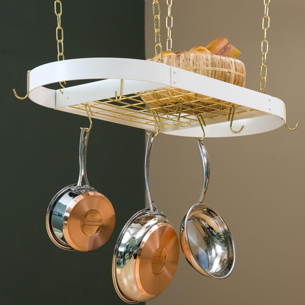 Rogar International Corporation 2644 Oval Pot Rack with Grid in Hammered Copper/Copper