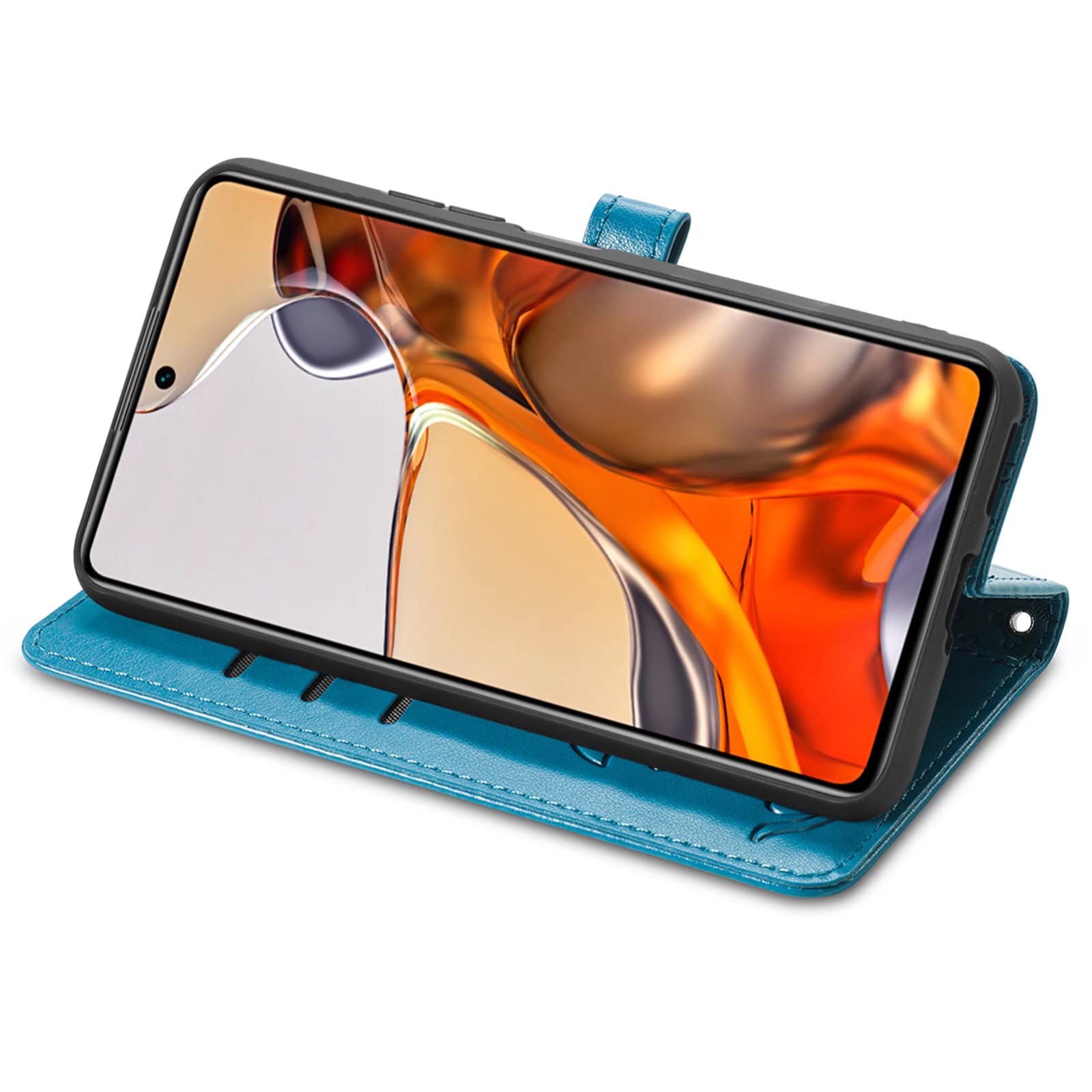EASSGU Custodia per Motorola moto e22 / moto e22i (6.5 Inches) Flip Folio Cover Magnetica per Telefono in Pelle con 3 Slot per Schede 1 Portafoglio, Case - Blu