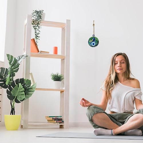 Miniatura 7 de Fusion Peacock Design - Decoración de cristal para colgar en la pared de 4.7 pulgadas, hecha a mano, protección del hogar, amuleto de buena suerte,