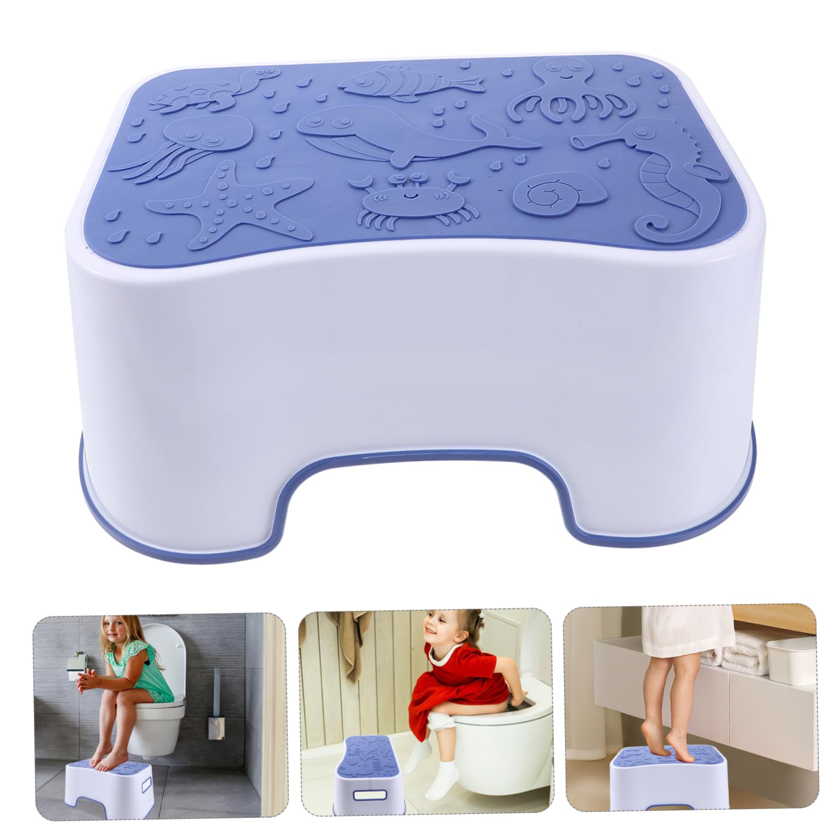 Sgabello da Wc in Plastica Pp Blu, Scalino Bagno Compatto | Toilette, Salvaspazio, Stile Chic ed Elegante, Categoria Toilet Assistance Steps