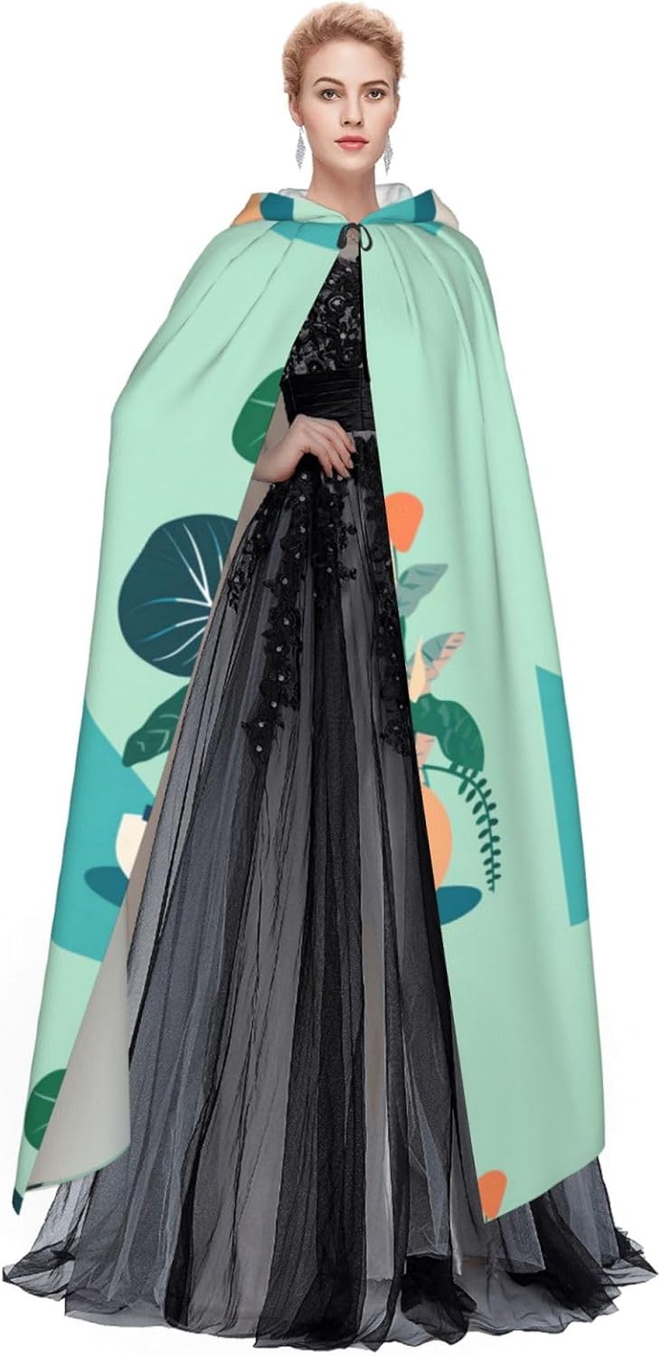 Indoor Cartoon Potted Green Plants Men Women Halloween Role Play Party Decoration Hooded Poncho