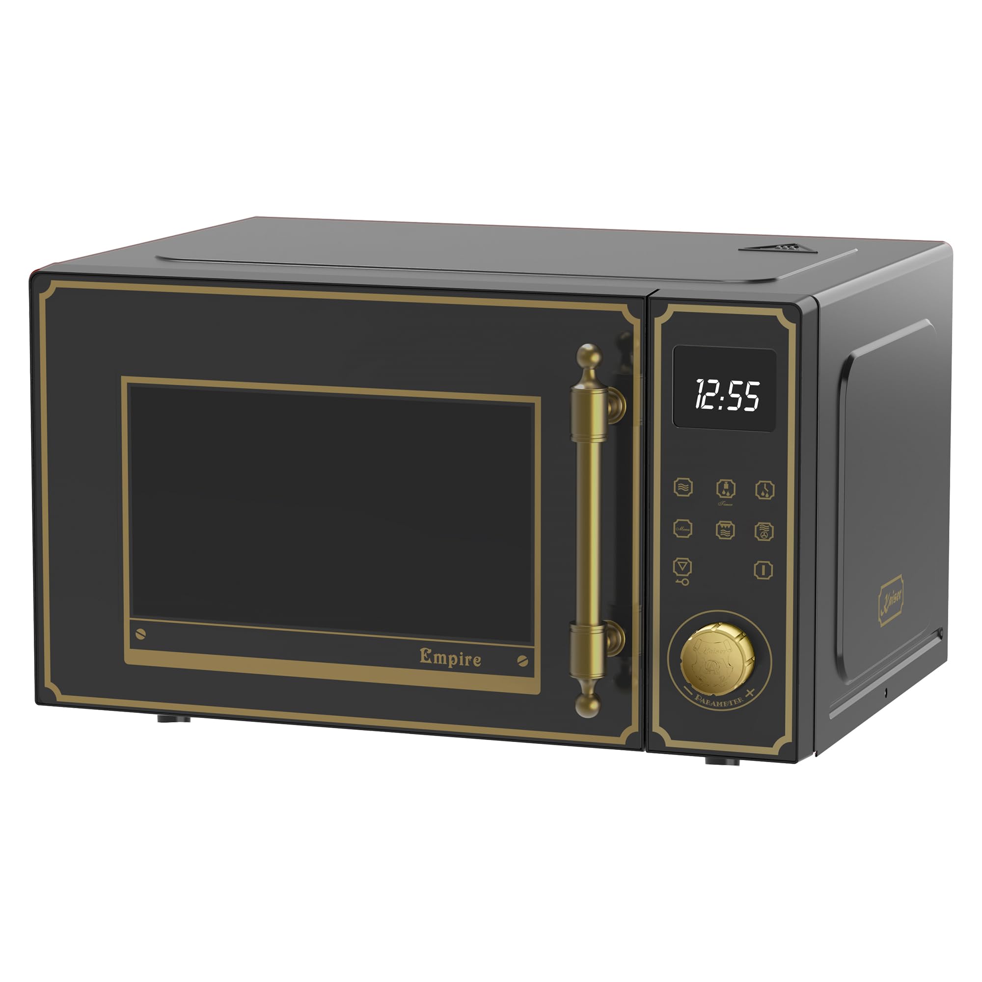 Kaiser Empire M 2530 Four micro-ondes rétro noir 25 l 1200 W barbecue 2200 W chaleur tournant FullTouch verre métal