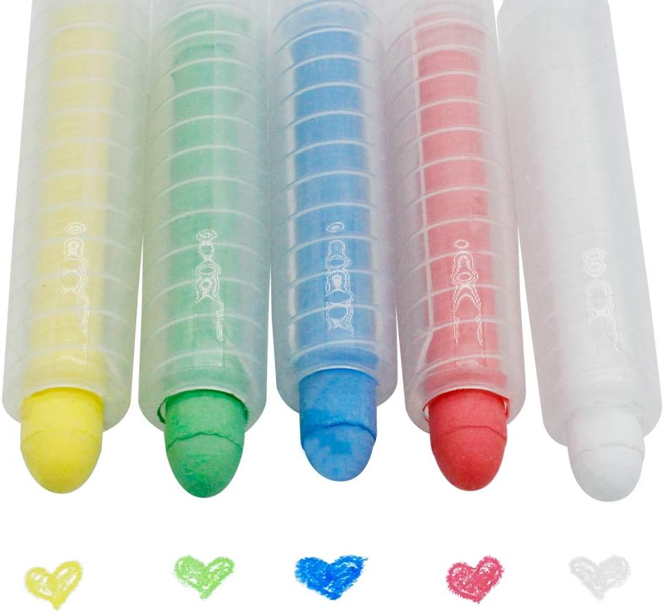 USELUCK Dustless Chalk With Holder for Kids Washable Chalk Art Tool for Blackboard Kids Children Drawing Writing,5PCS : Toys & Games