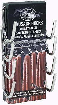 Bradley Smoker Chrome-Plated Steel Sausage and Meat Hook, 4 Pack