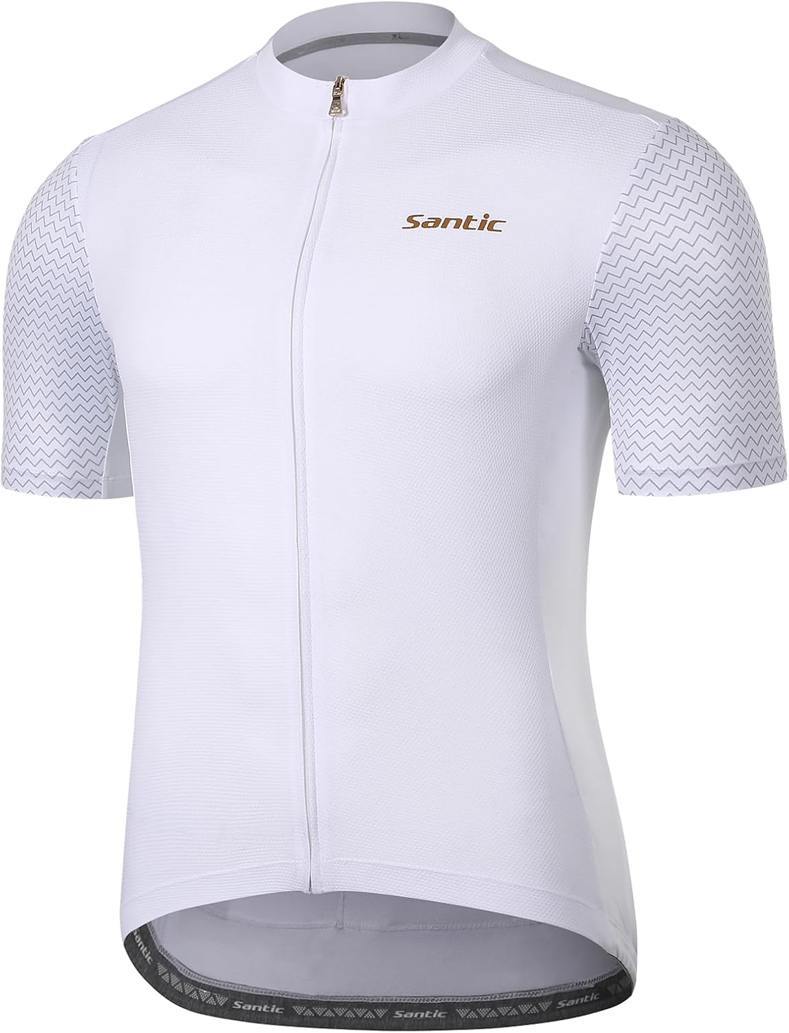 Santic Men's Cycling Jersey Short Sleeve Tops Pro Road Bike Shirt Full Zipper UPF 50+ MTB Jersey with Pockets