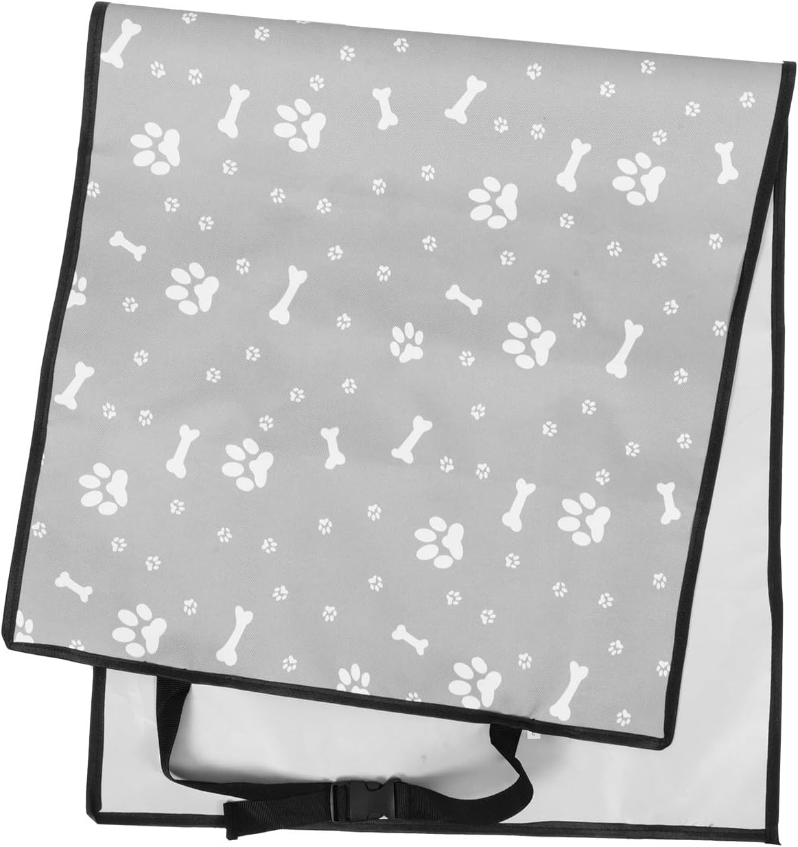 NUOBESTY Pet Car Seat Cover Waterproof Nonslip Gray Paw Print 110x50cm Passenger Seat Protector Cushion for Small Dogs Car Travel