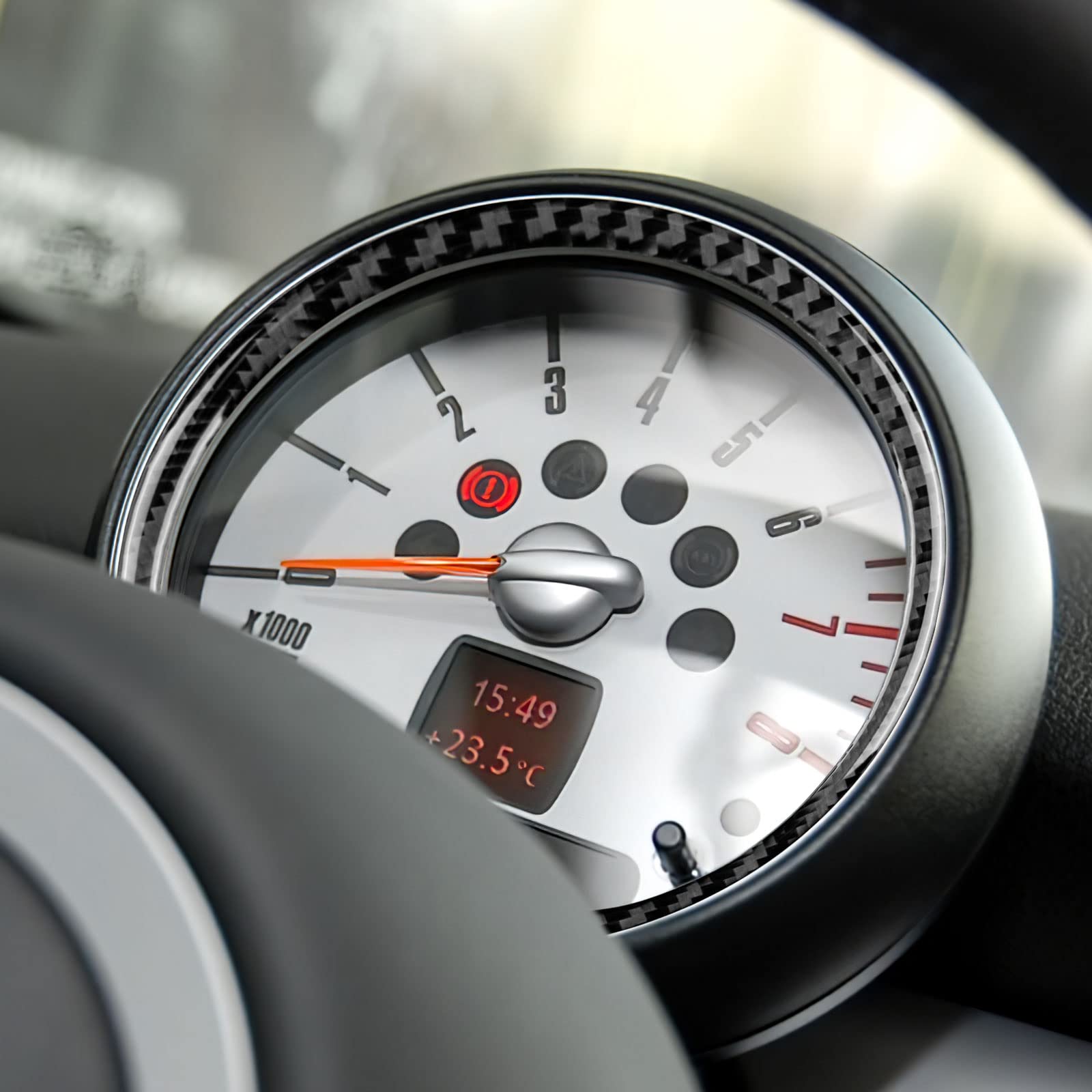 KUNGKIC Telaio del tachimetro in Fibra di Carbonio Decalcomanie Decorative Telaio del tachimetro Interno Compatible with Mini Cooper Hardtop R56 Clubman R55 R57 Accessori Nero