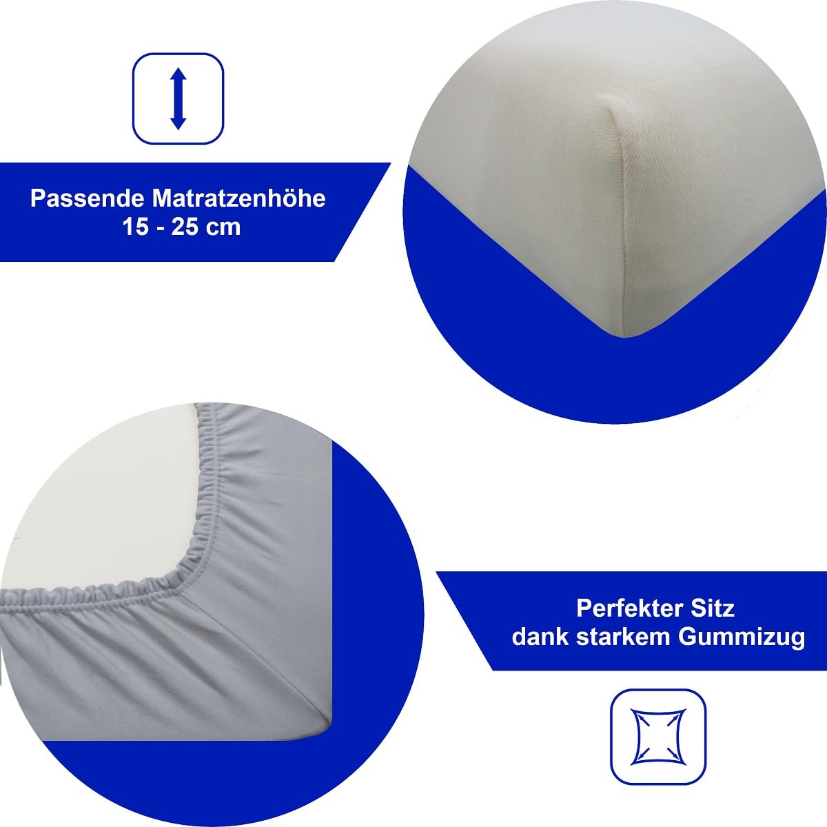 Dukal | Spannbettlaken kochecht | waschbar bei 95°C | 180-200 x 200 cm | aus hochwertigem DOPPEL-Jersey (100% Baumwolle) | Farbe: weiss
