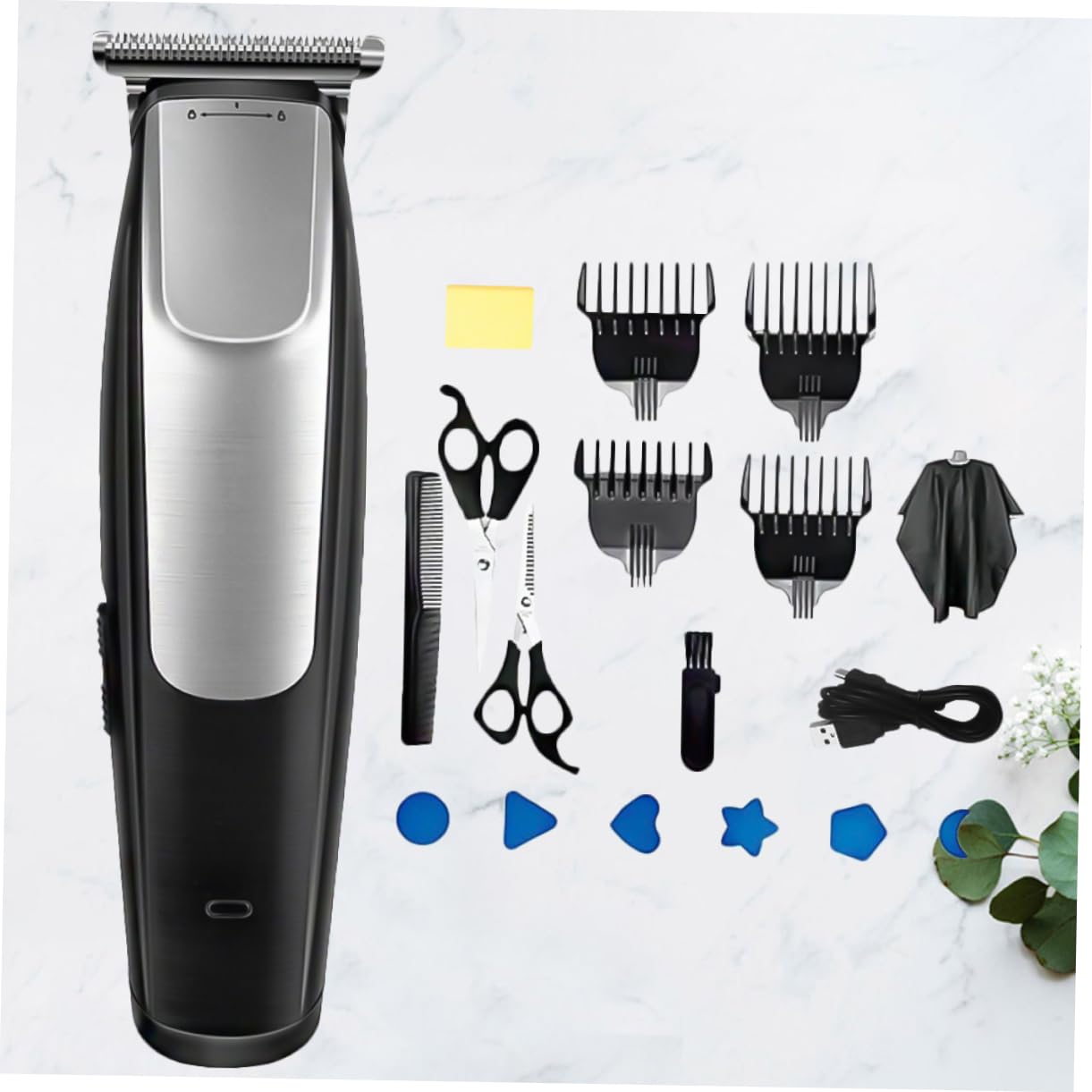Baluue Tagliacapelli Elettrico Ricaricabile USB in Plastica Pettini Intercambiabili per Barber Professionale e Taglio Chioma Uomo