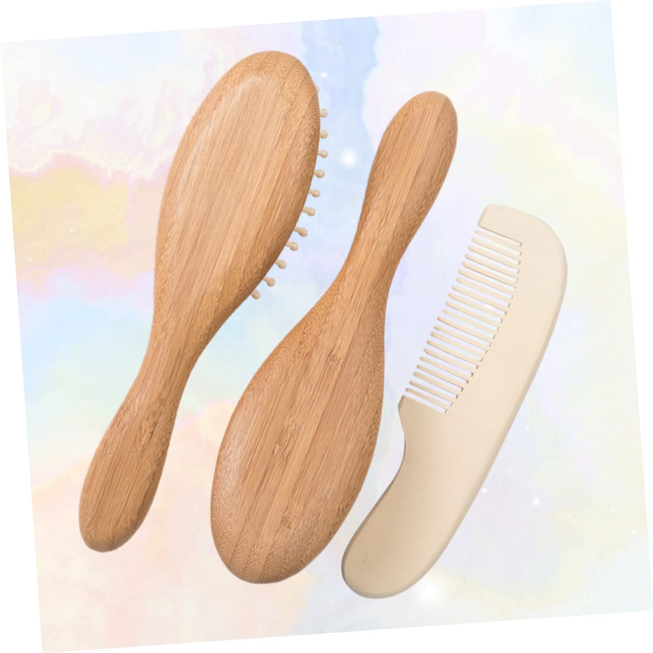 Didiseaon Juego de 2 Cepillos para El Cabello para Bebés Kit de Cuidado para Bebés Cepillo para La para La Piel del Bebé 3 Piezas
