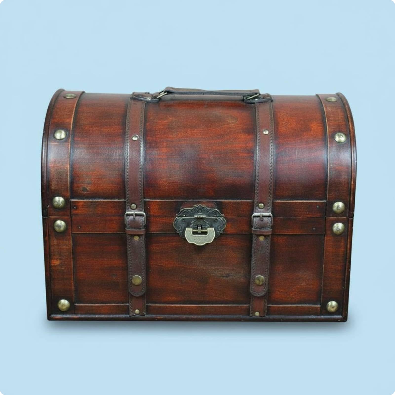 Faux Rosewood Storage Chest Curved Old-World Trunk Storage Box-Grain Texture Wooden Trunk 45-32-32cm Modified Lock Red-image-37