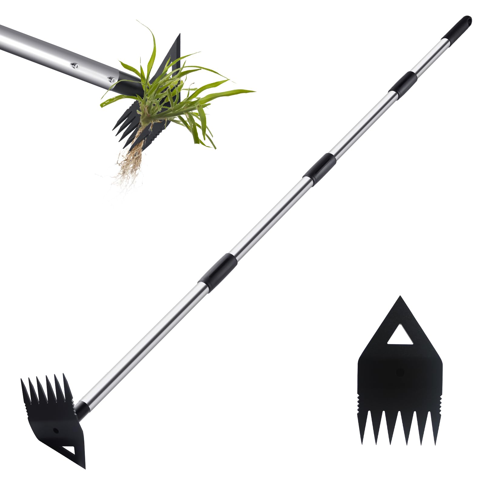Extracteur de mauvaises herbes long manche PIMEKOY houe et râteau