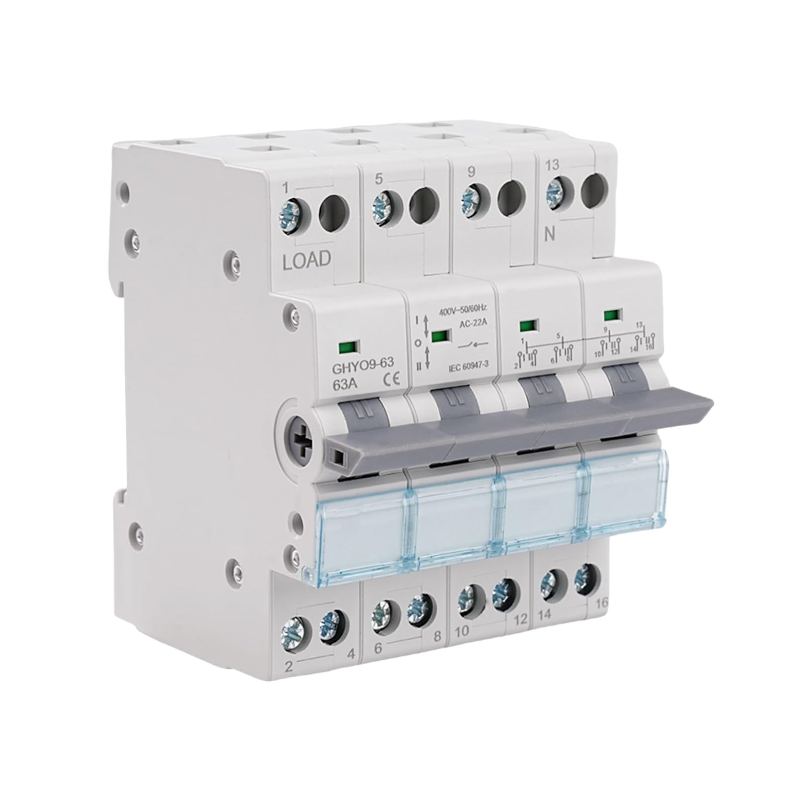 Jadeshay GYHO9-63 przełącznik transferowy Dual Power, wyłącznik obciążenia 63 A, 4-biegunowy, 400 V AC, elektryczny przełącznik wyboru