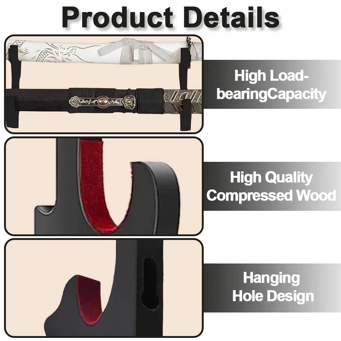 Supporto da Parete in Legno a Doppio Scomparto per Spade, Interno Imbottito in Velluto Rosso, Ideale per Katana, Spade Laser, Spade Samurai e Altre Spade
