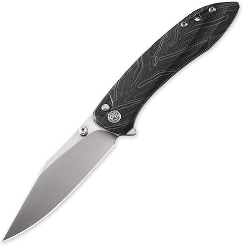 Petrified fish PFE08 - Cuchillo plegable de crecimiento, hoja de satén K110 de 3.62 pulgadas, cuchillo de bolsillo con bloqueo de botón de mango G10 Petrified fish PFE08 - Cuchillo plegable de crecimiento, hoja de satén K110 de 3.62 pulgadas, cuchillo de bolsillo con bloqueo de botón de mango G10