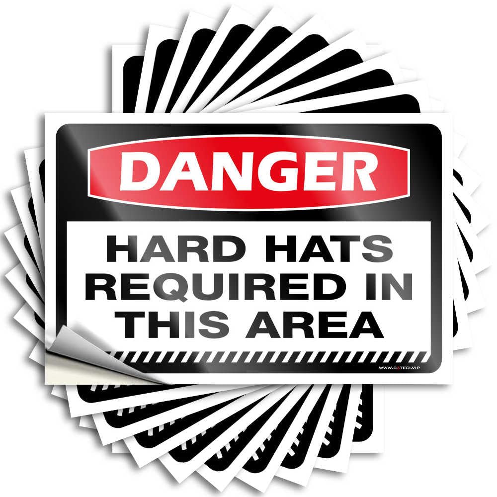 Backyard Accessories Tattoos Durable Cover | Danger Hard Hats Required in This Area Small Self Adhesive Sticker for Science DIY(12X18CM)