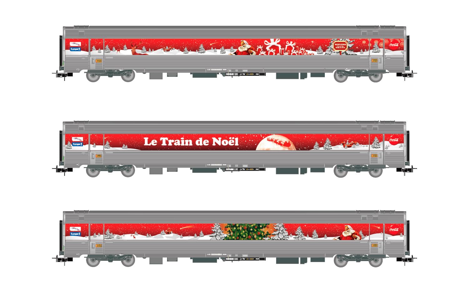 Jouef HJ4200 SNCF, 3-unit pack "Train de Noel - Coca-Cola 2010", ep. VI, Coach rolling stock, Coca Cola, Large