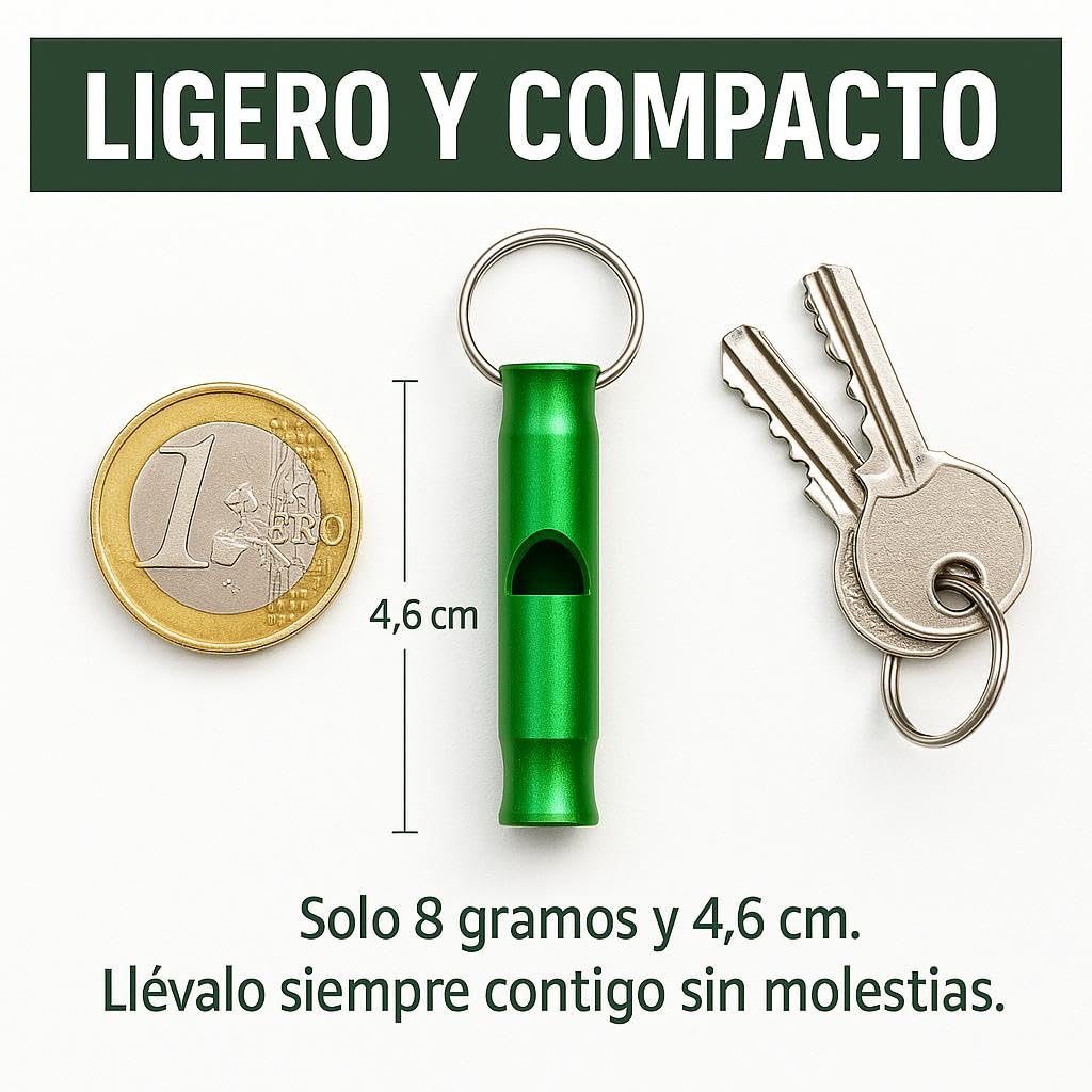 Silbato de Emergencia con Cuerda Paracord 9 Núcleos – Silbato de Supervivencia de Aluminio con Anilla para Senderismo, Montaña, Camping y Seguridad en Coche | Apito de Emergência
